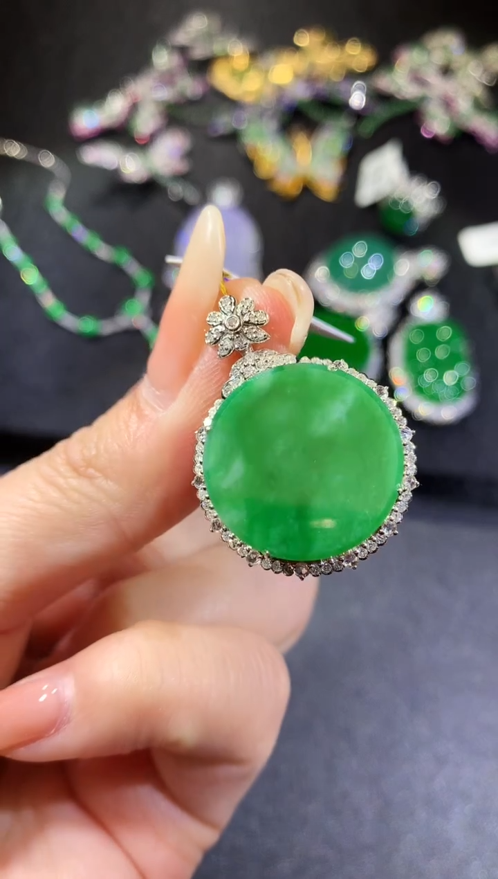 【闪购商品】翡翠吊坠(不含链)18K金镶嵌27-圆牌