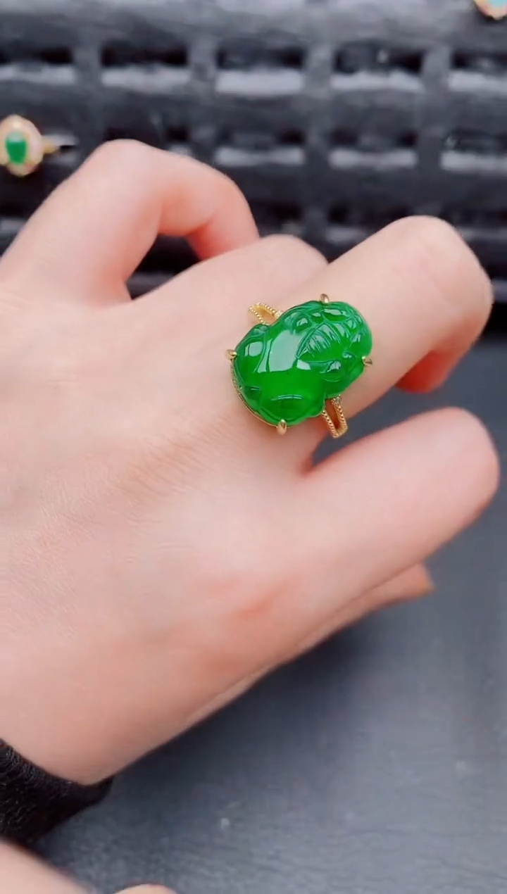 【闪购商品】翡翠戒指银S925镶嵌天然a货翡翠330