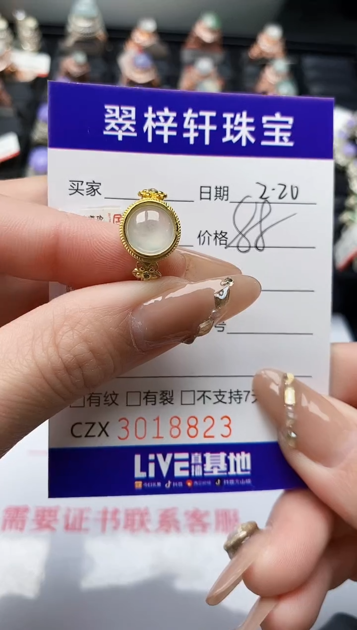 【闪购商品】翡翠戒指银S925镶嵌/8823
