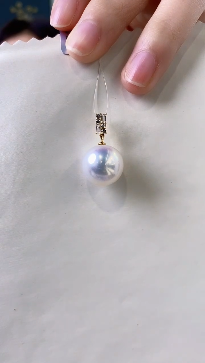 【闪购商品】海水珍珠吊坠(不含链)18K金镶嵌14-15澳白珍珠吊坠