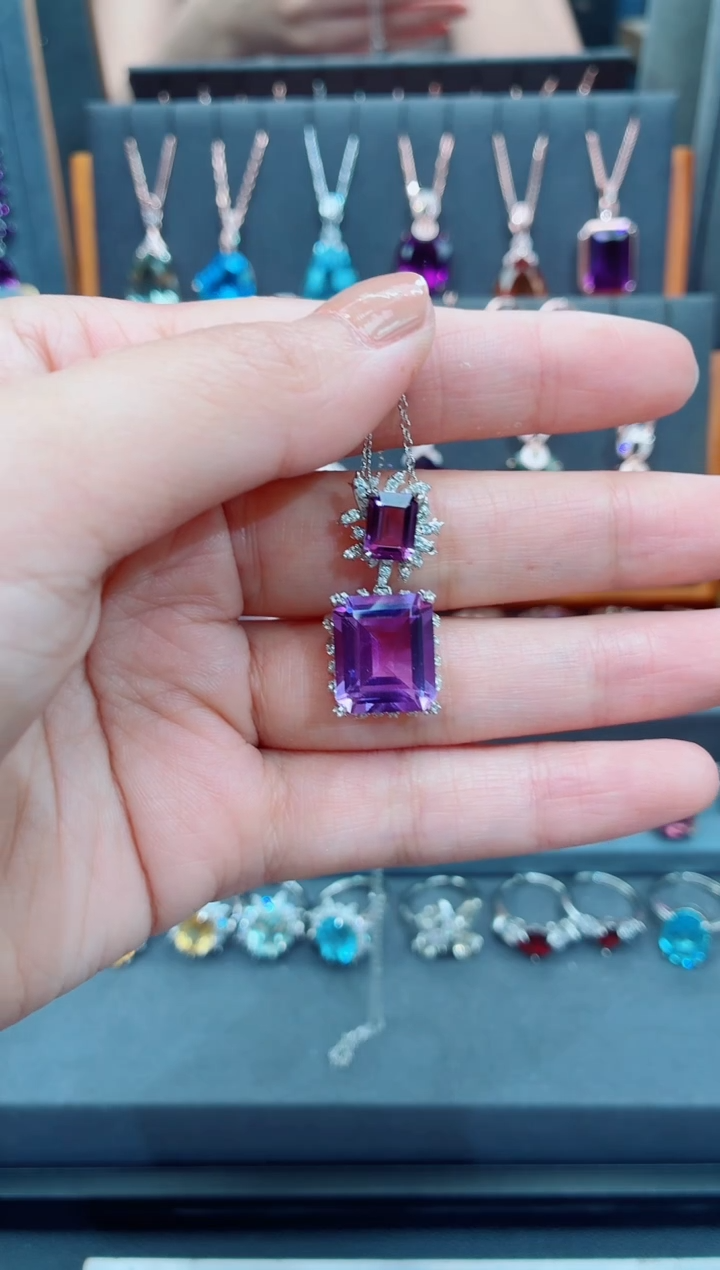 吊坠银S925镶嵌水晶水晶吊坠