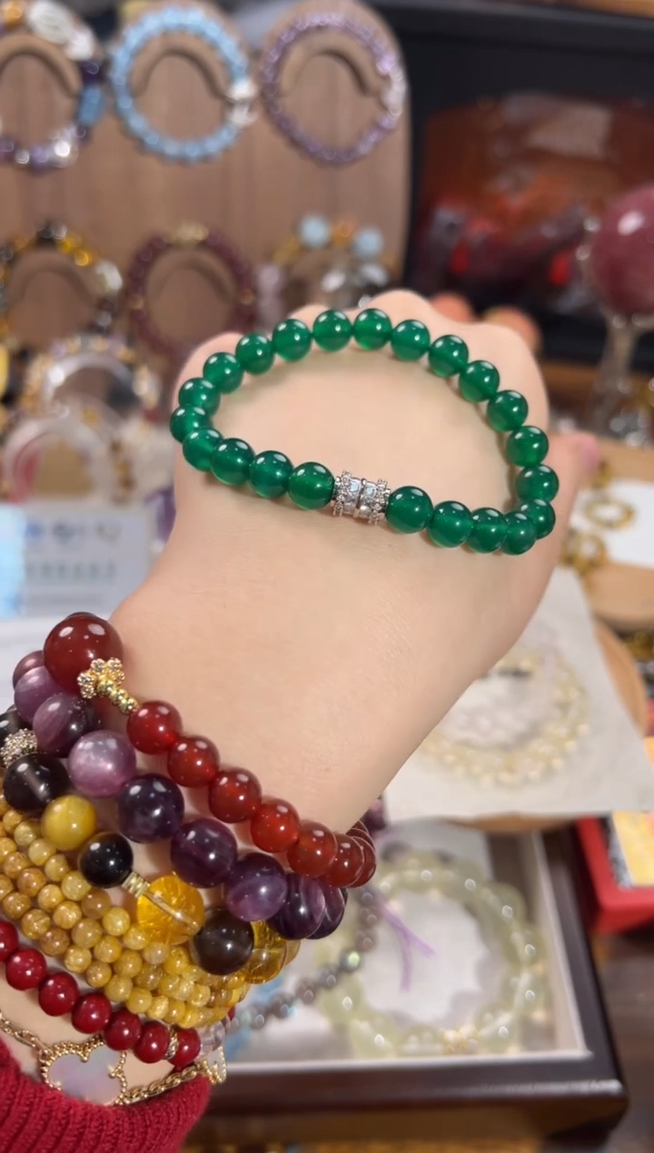 【闪购商品】水晶手链银S925镶嵌绿