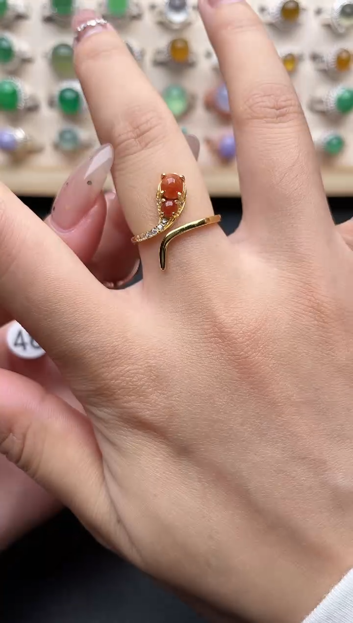 【闪购商品】翡翠戒指银S925镶嵌一物一证一礼盒