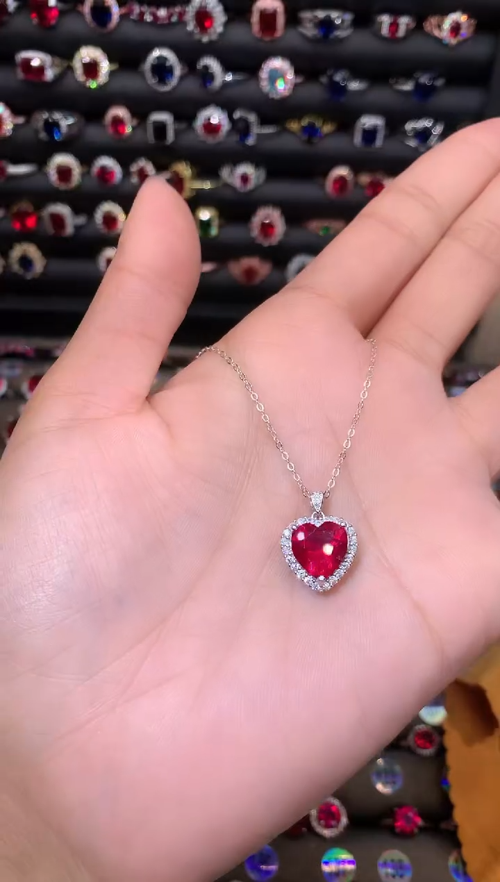 【闪购商品】红宝石吊坠(赠链)银S925镶嵌1