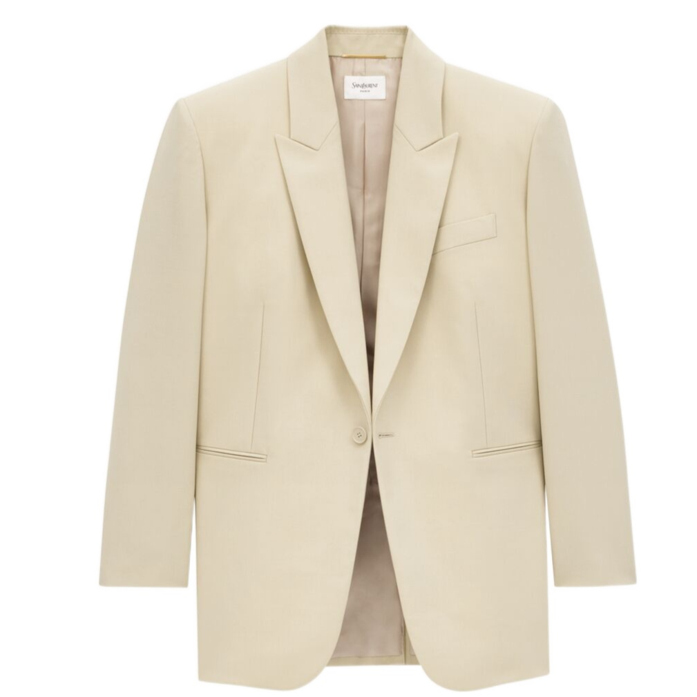 未使用 YSL/圣罗兰 Saint Laurent 长袖羊毛西装外套裸色;FR-34