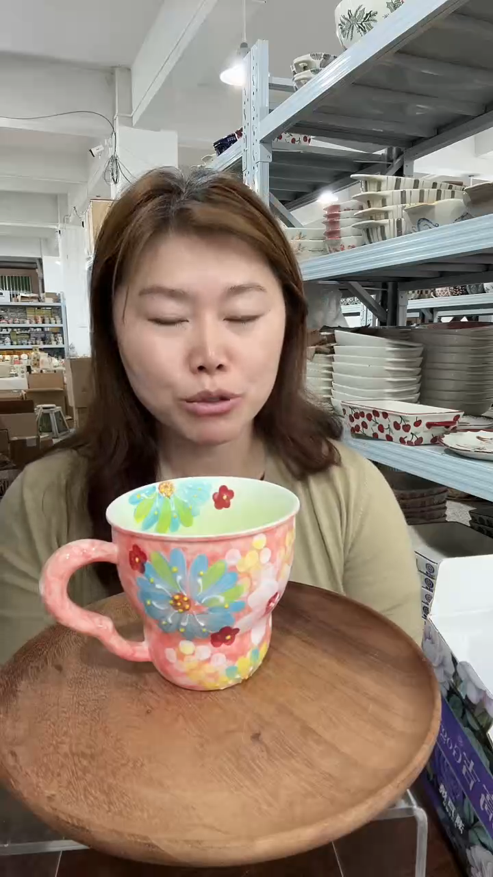 瓷濑户烧粉色葫芦马克杯