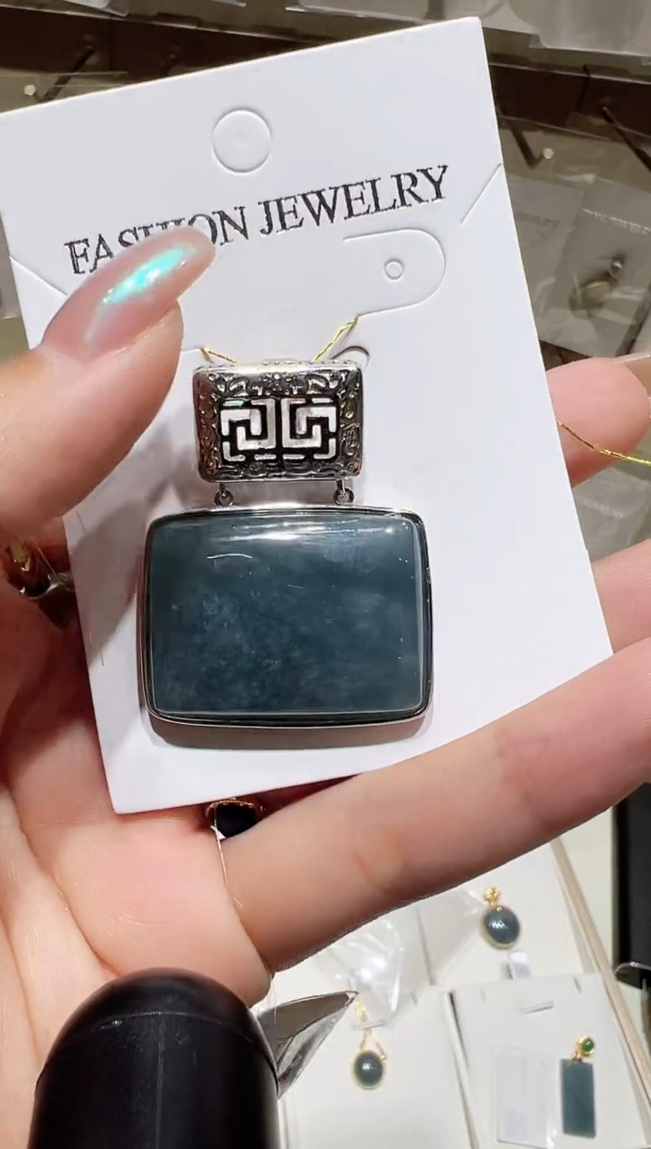颈饰银S925镀金镶嵌翡翠@@