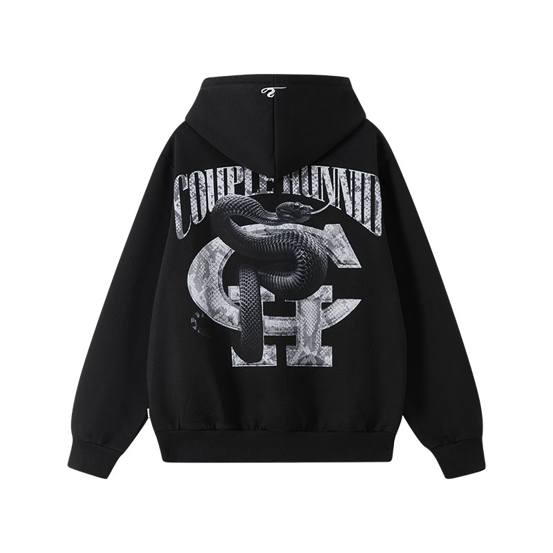 Couple Hunnid谢帝同款王蛇连帽潮牌宽松情侣卫衣