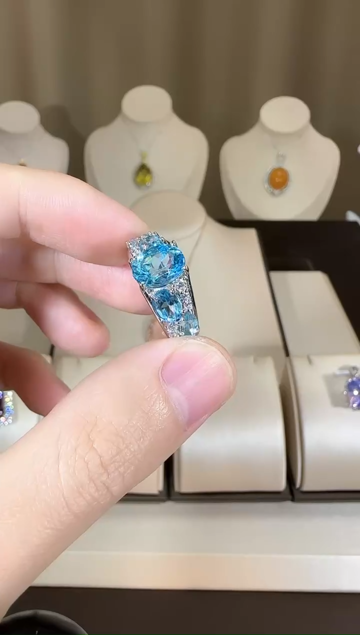 【闪购商品】托帕石戒指银S925镶嵌设计款