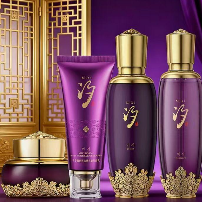芈汐玻色因虫草冻龄抗皱紧致水乳霜洁面组合四件套