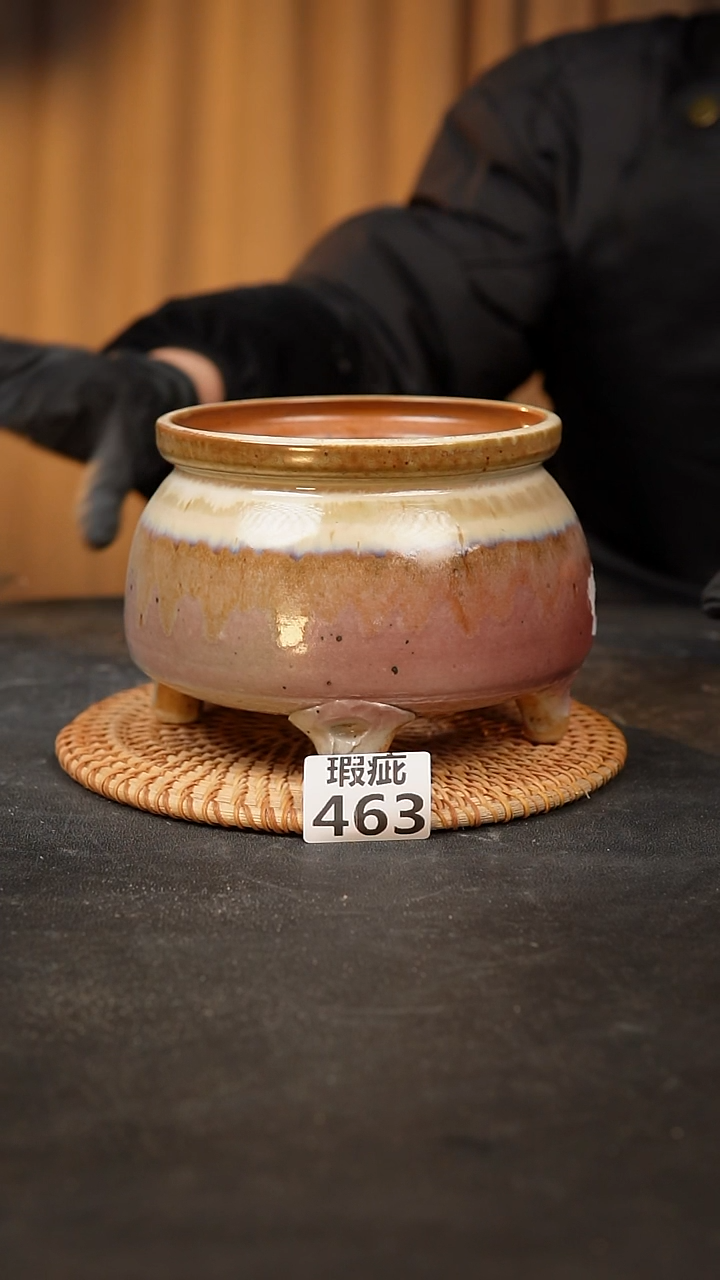 【闪购商品】瓷片463泥泥手工花盆口13高11