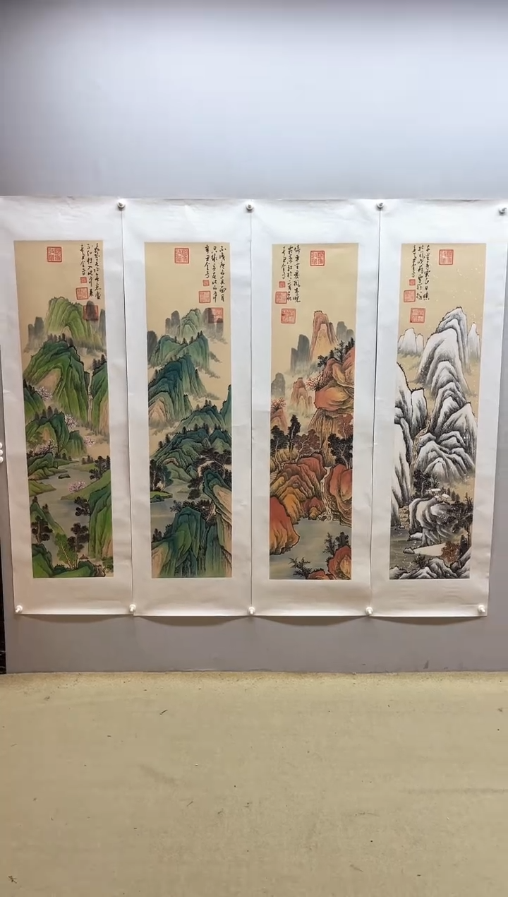 【闪购商品】国画张金专春夏秋冬四条屏