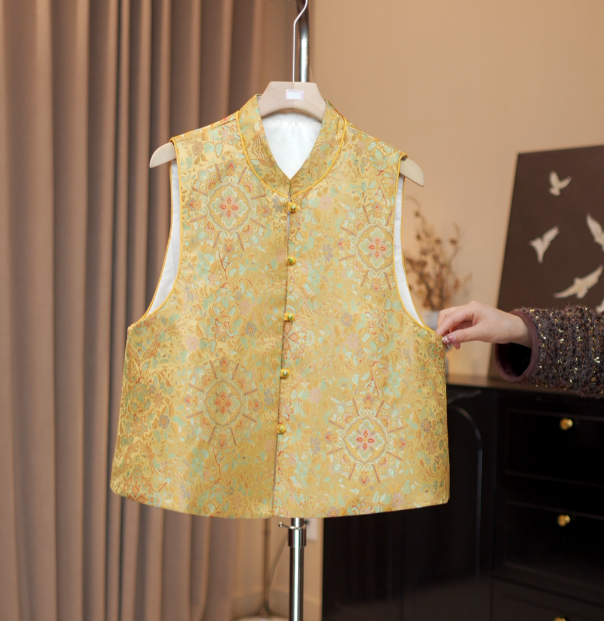 【凤穿宝相—双面穿】新中式国风提花马甲女四季款气质百搭坎肩背心