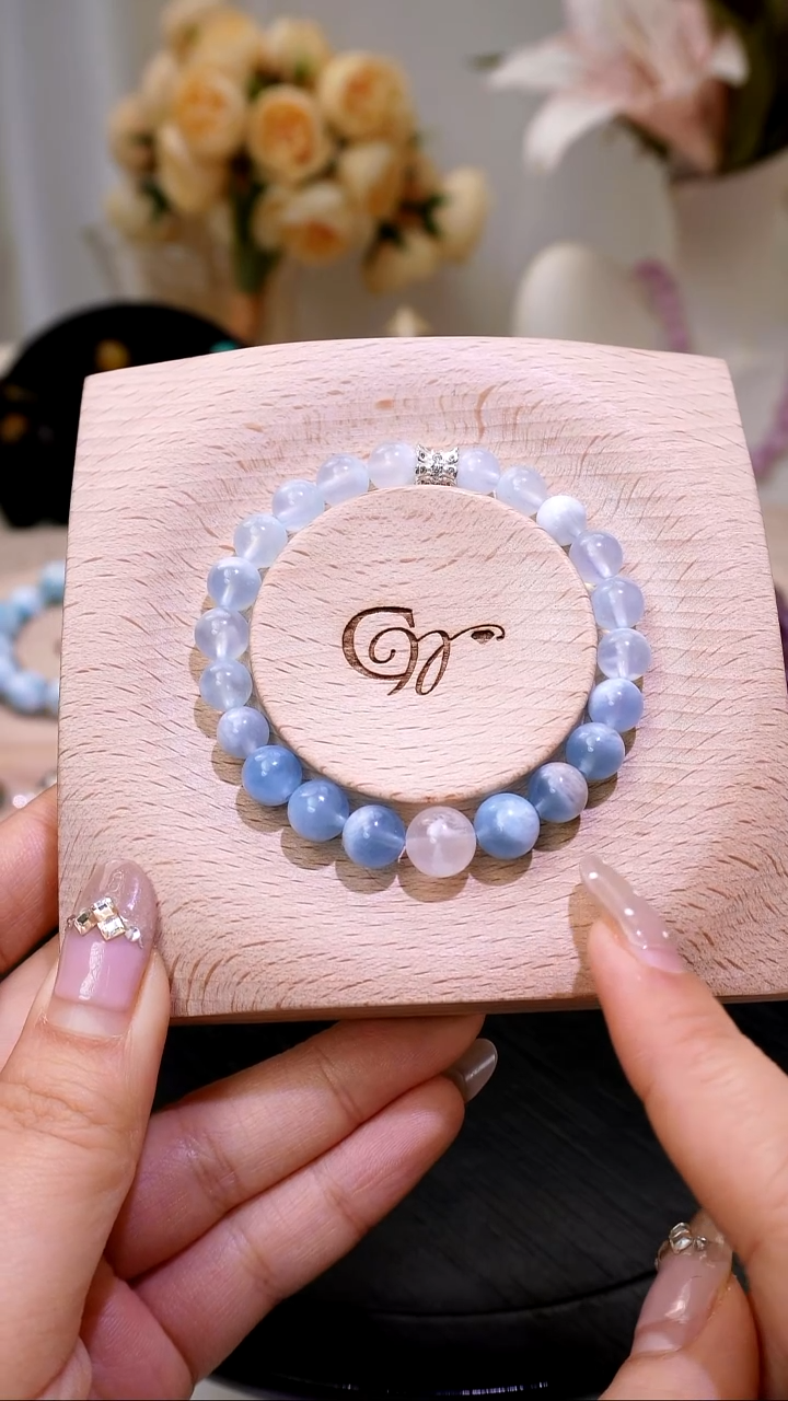 未镶嵌手串水晶粉雪花幽灵海蓝宝手串