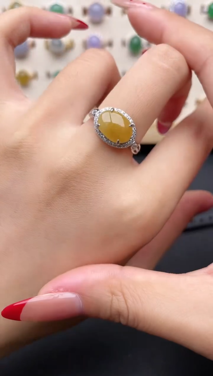 【闪购商品】翡翠戒指银S925镶嵌一物一证一礼盒