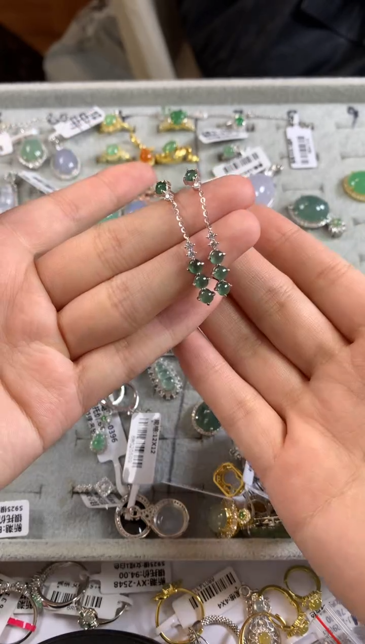 银S925镶嵌戒指翡翠耳饰18