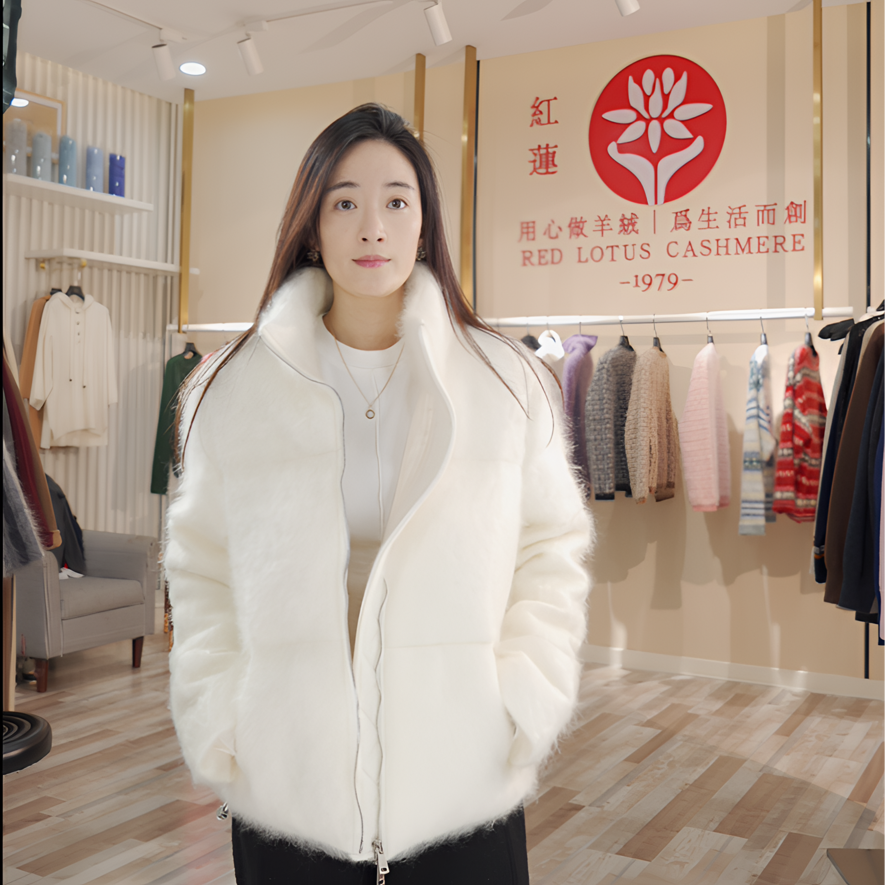 【25新款金包钻】软糯羊绒拉绒白鹅时尚立领加厚夹克JHL-111111