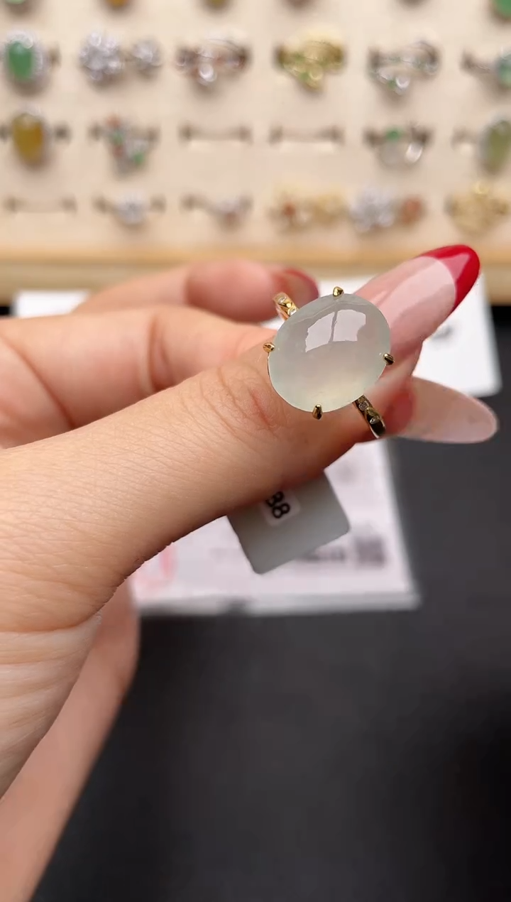 【闪购商品】翡翠戒指银S925镶嵌一物一证一礼盒