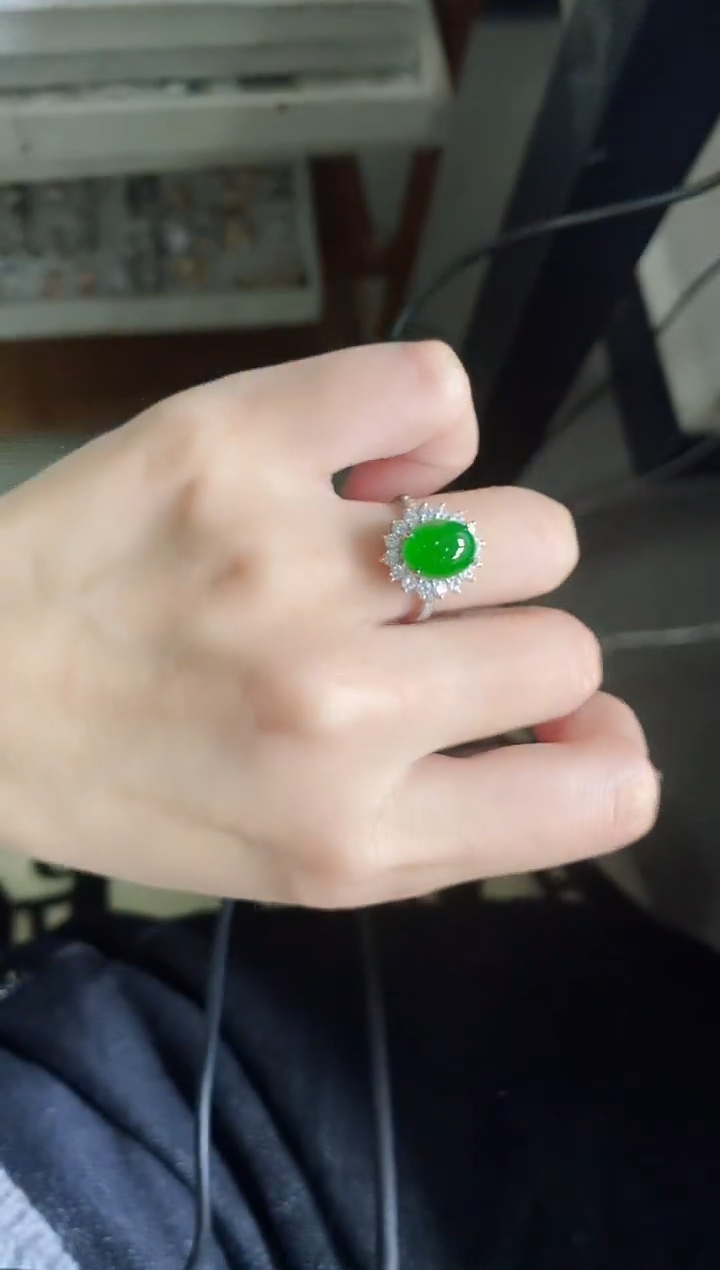 【闪购商品】翡翠戒指银S925镶嵌51511