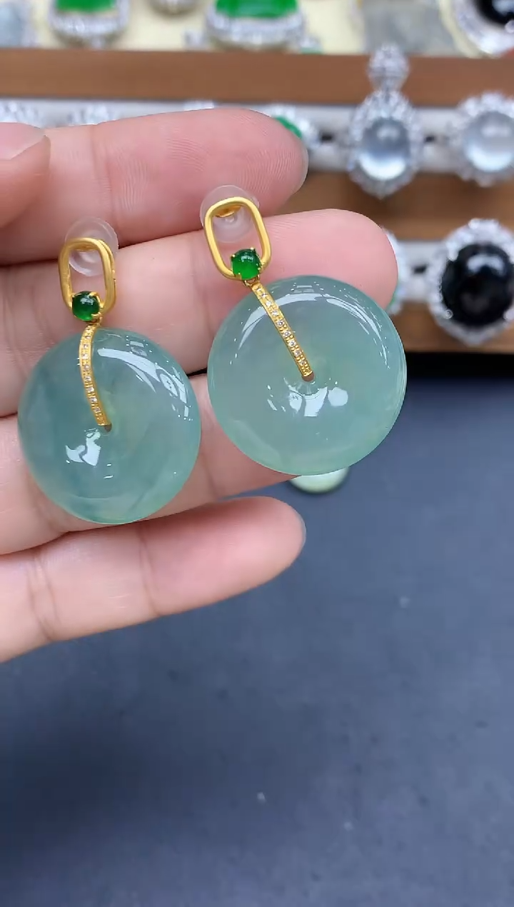 18K金镶嵌翡翠耳饰441-中国好珍宝