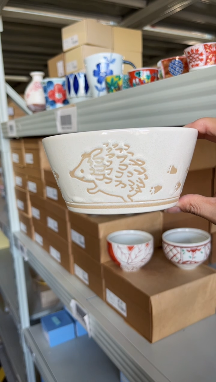 瓷片刺猬平底碗（白）