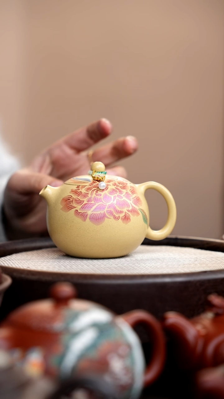 茶壶紫砂本山绿河豚西施搪彩红