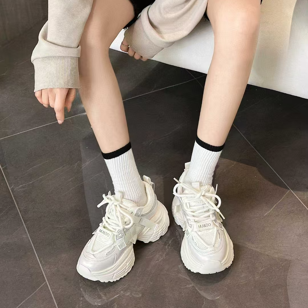 厚底老爹鞋女款2025春季新款8102休闲网面透气小个子运动鞋女鞋