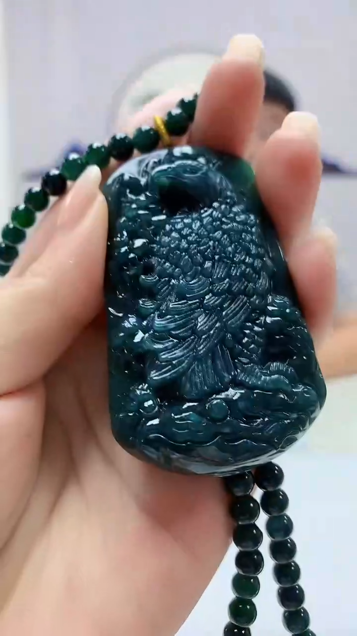 定制翡翠未镶嵌4812ms-毛货184凤凰赠珠链