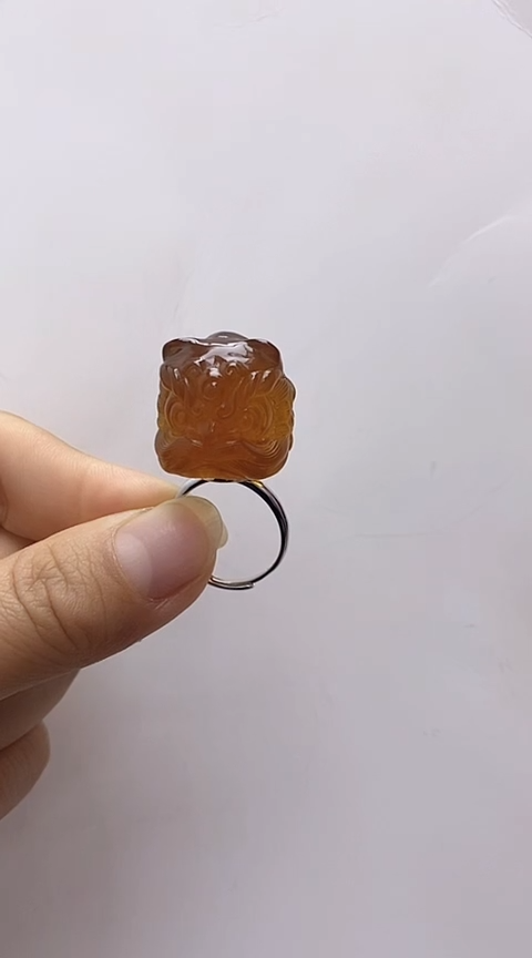 【闪购商品】琥珀裸石银S925镶嵌琥珀戒指