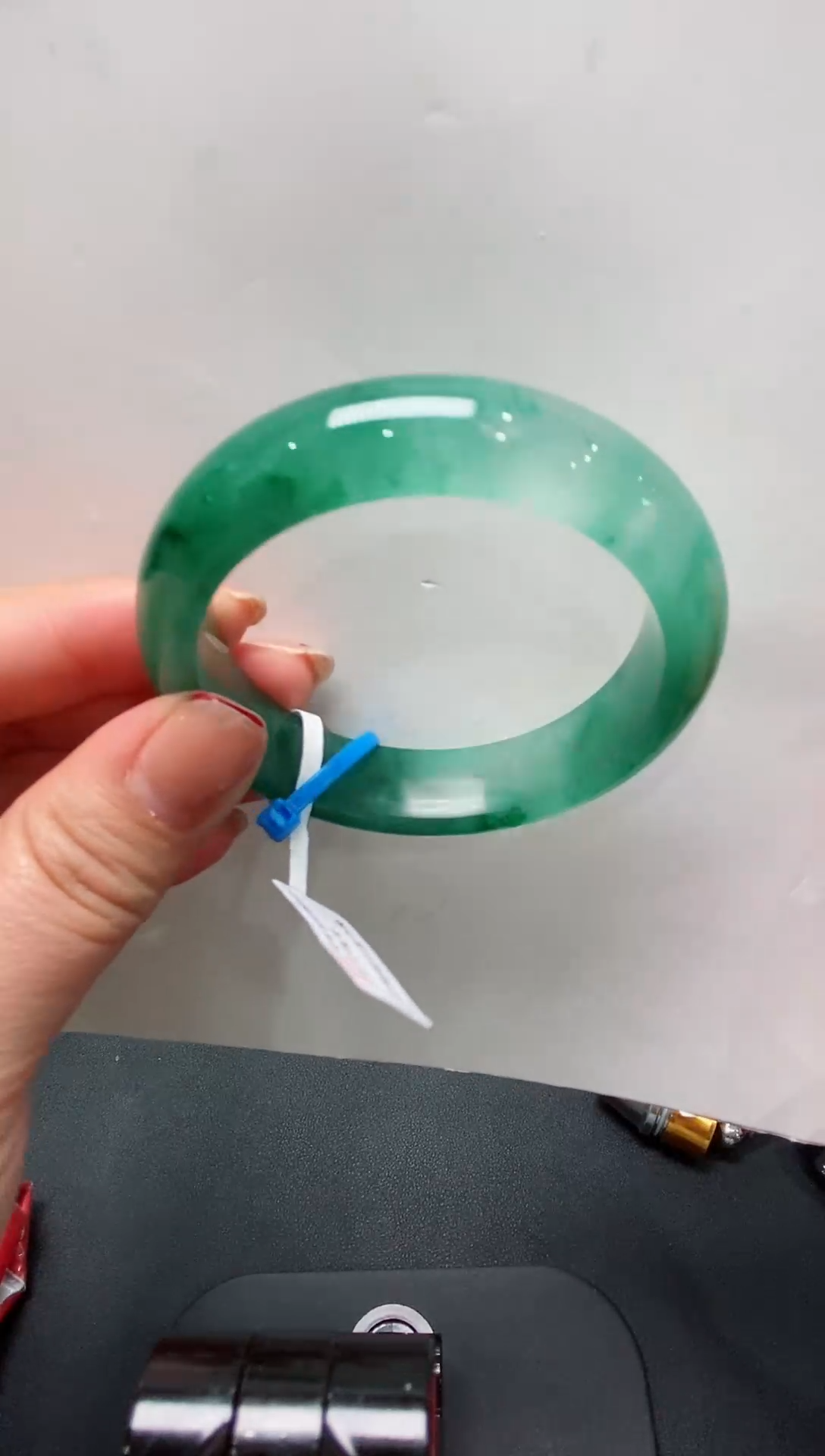 【闪购商品】石英质玉手镯未镶嵌天然飘花非洲翠（独龙玉）15