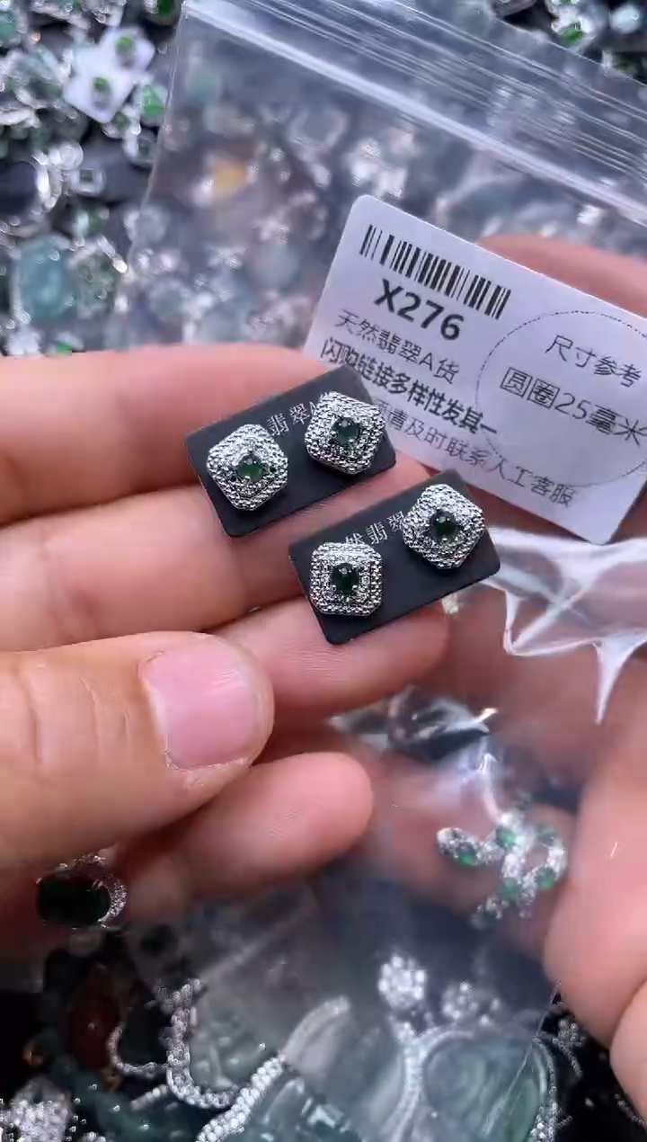 【闪购商品】翡翠颈饰未镶嵌X276耳钉 多样性发其一