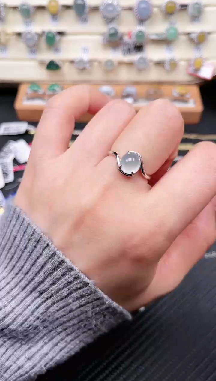 【闪购商品】翡翠戒指银S925镶嵌戒指0019