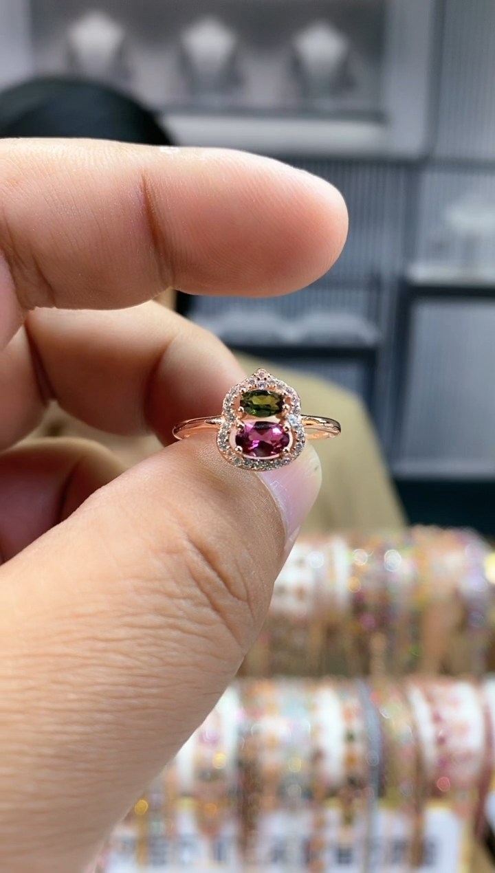 银S925镶嵌戒指碧玺34354354354