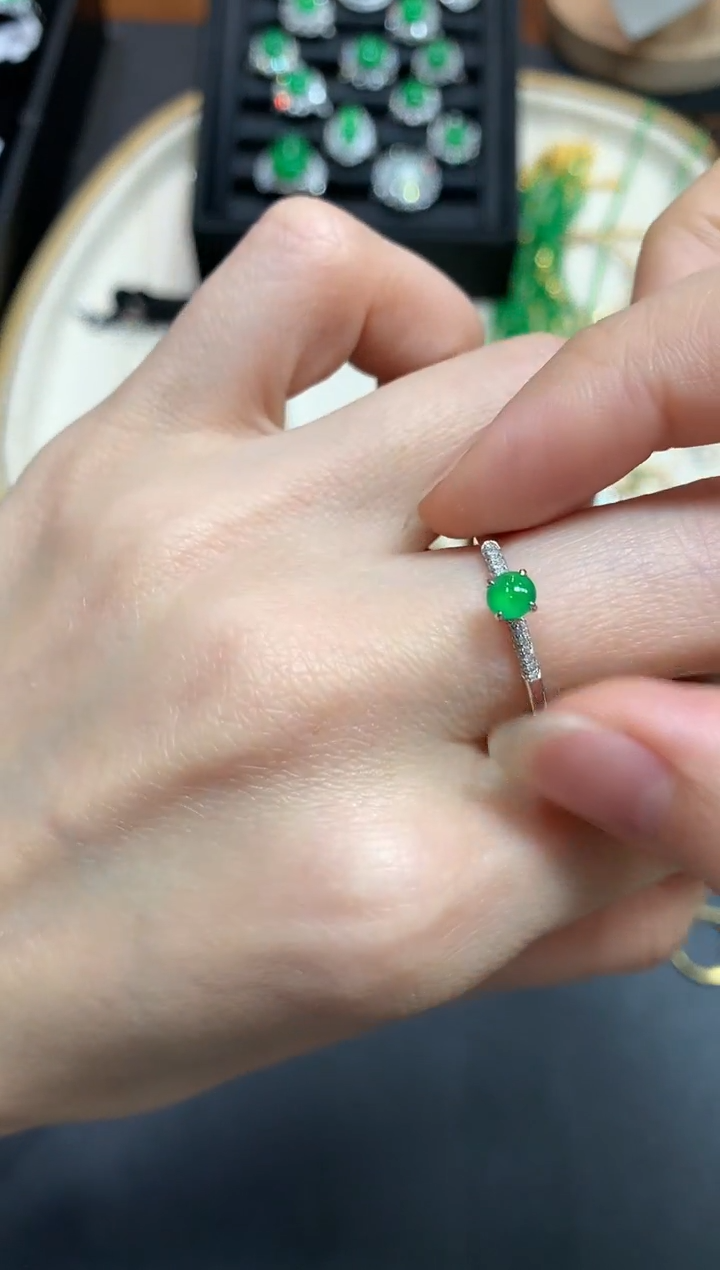 【闪购商品】翡翠戒指18K金镶嵌A925|1980