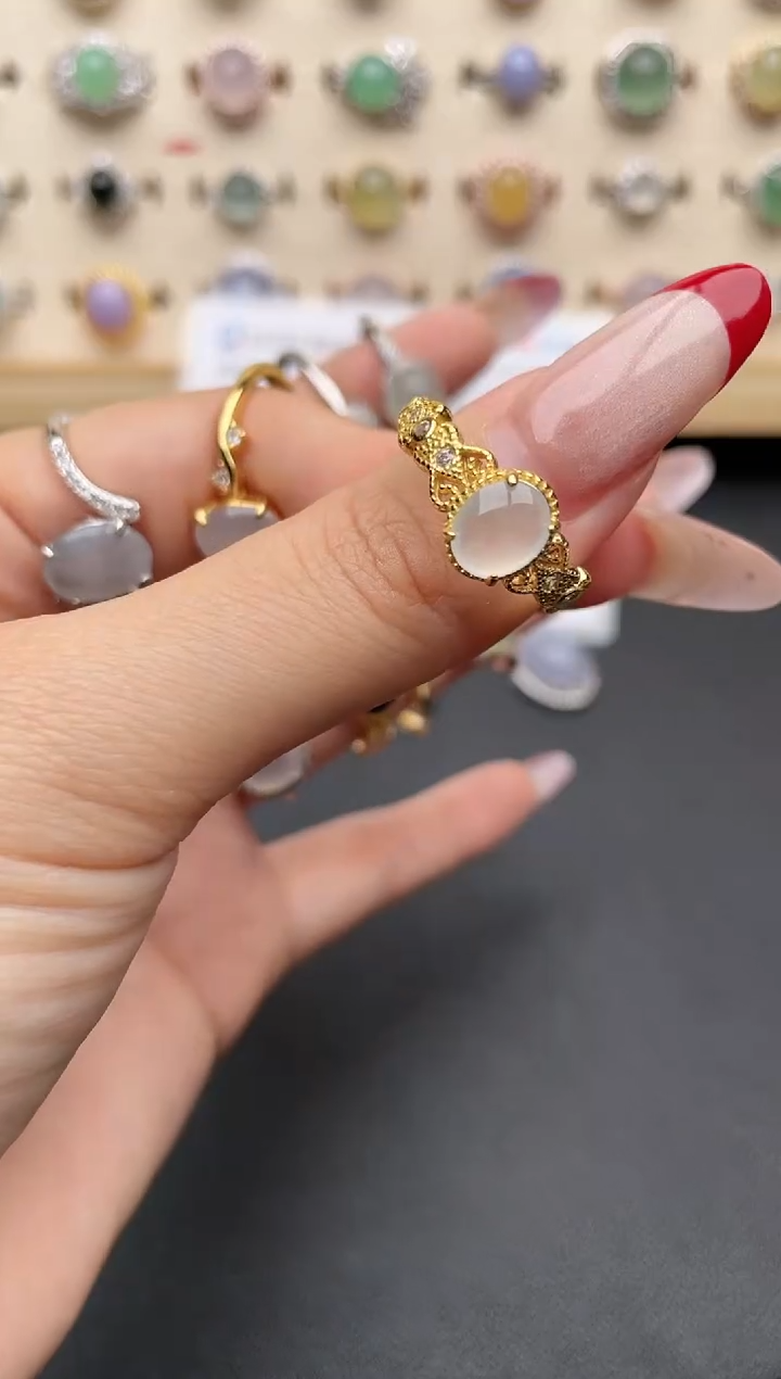 【闪购商品】翡翠戒指银S925镶嵌一物一证一礼盒