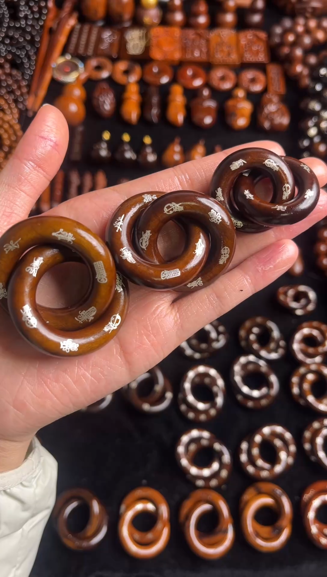 枣木雷击枣木镶银五雷五路乾坤圈