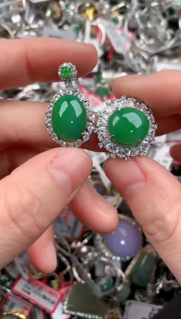 银S925镶嵌戒指翡翠10                     1