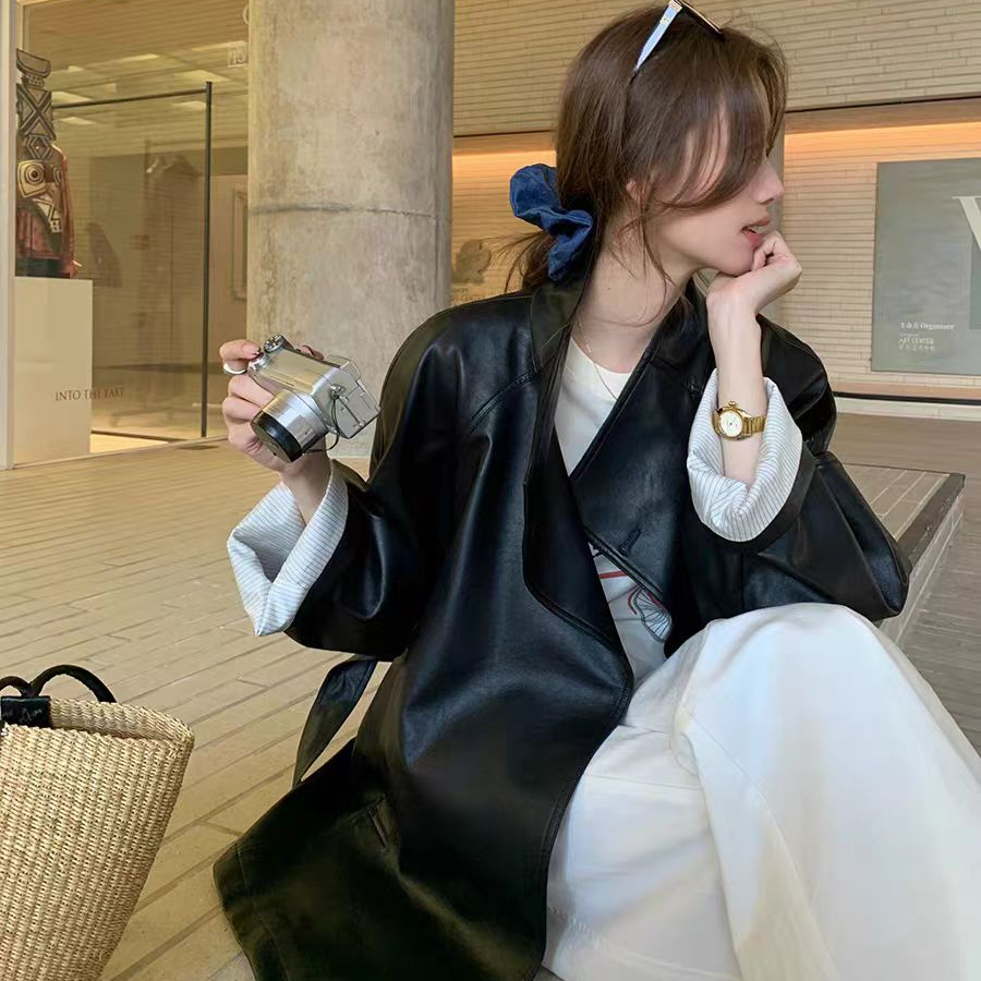 高级感休闲皮衣外套女2025年秋季新款韩版通勤风气质百搭皮风衣