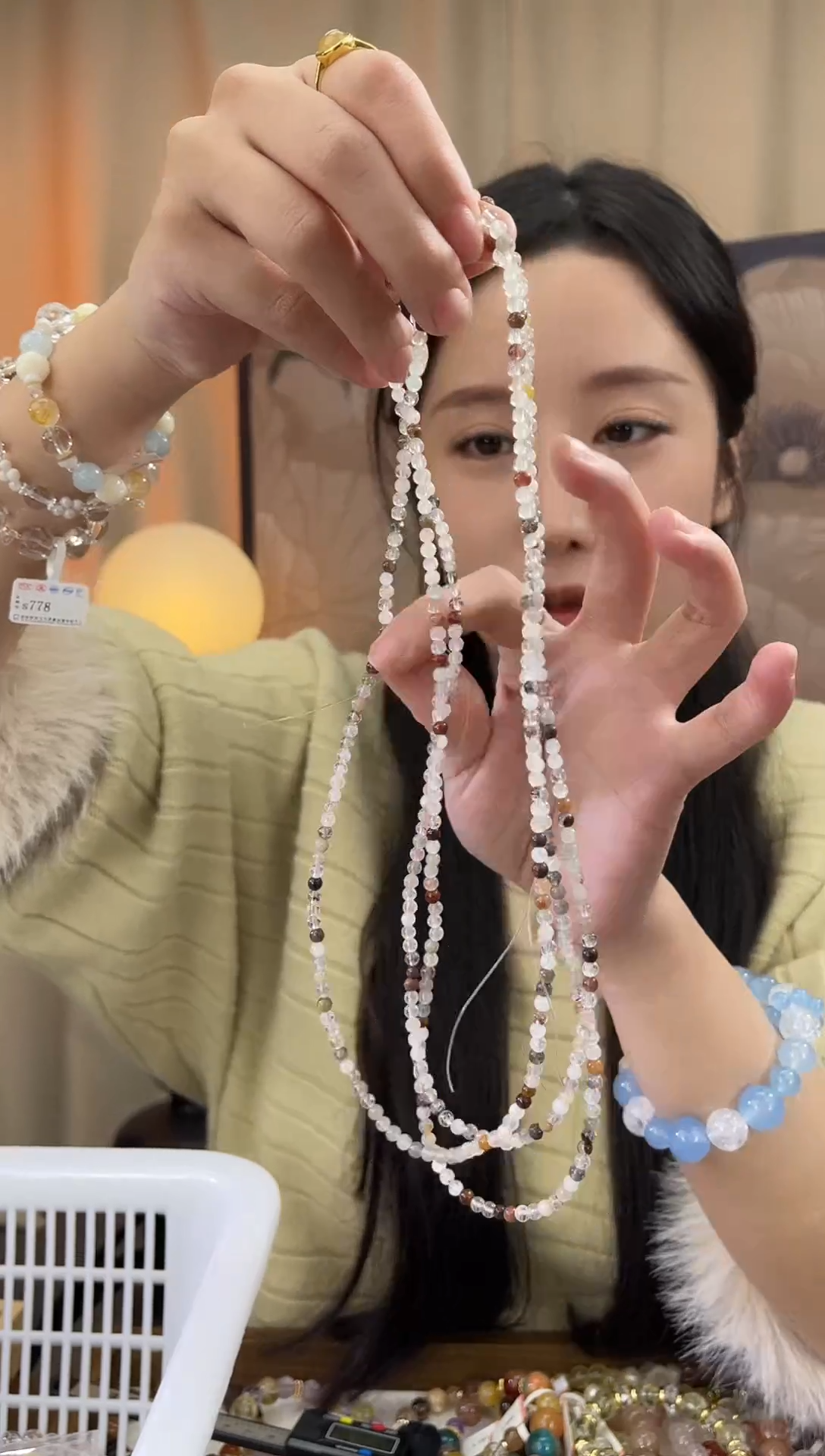 未镶嵌手串水晶S000彩兔毛