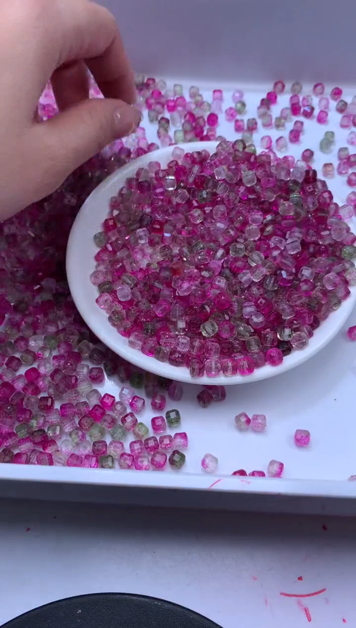 颈饰未镶嵌水晶W1634 西瓜碧玺方糖5MM*10颗