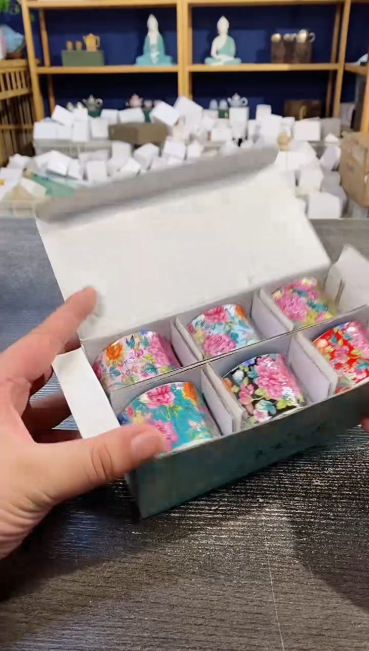 【闪购商品】其他良瓷美品珐琅彩直筒杯6个礼盒装