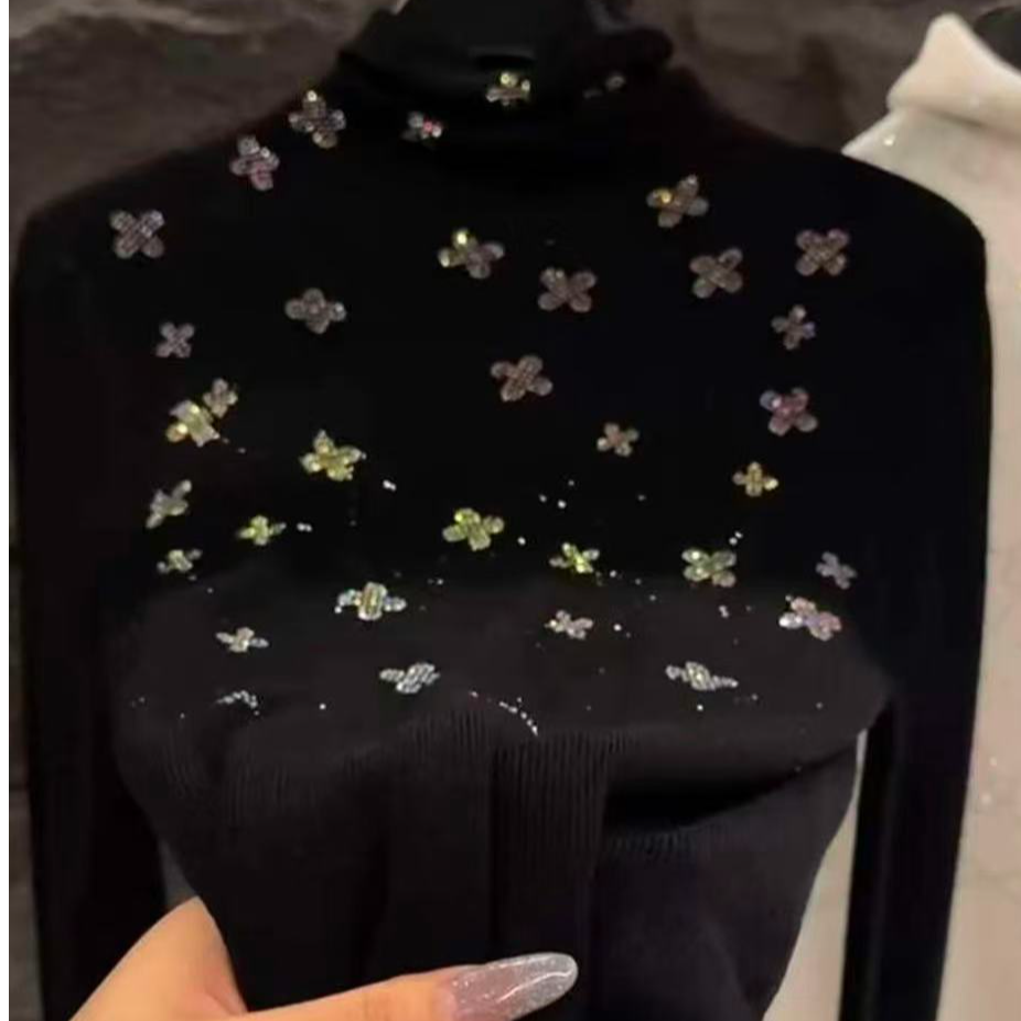 866重工烫钻半高领百搭衫
