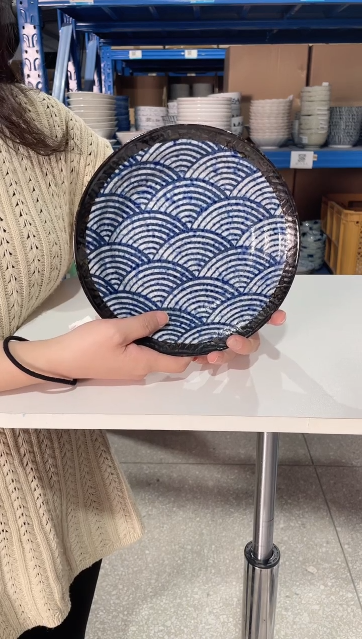 陶瓷青海波【2支】7.9英寸深盘