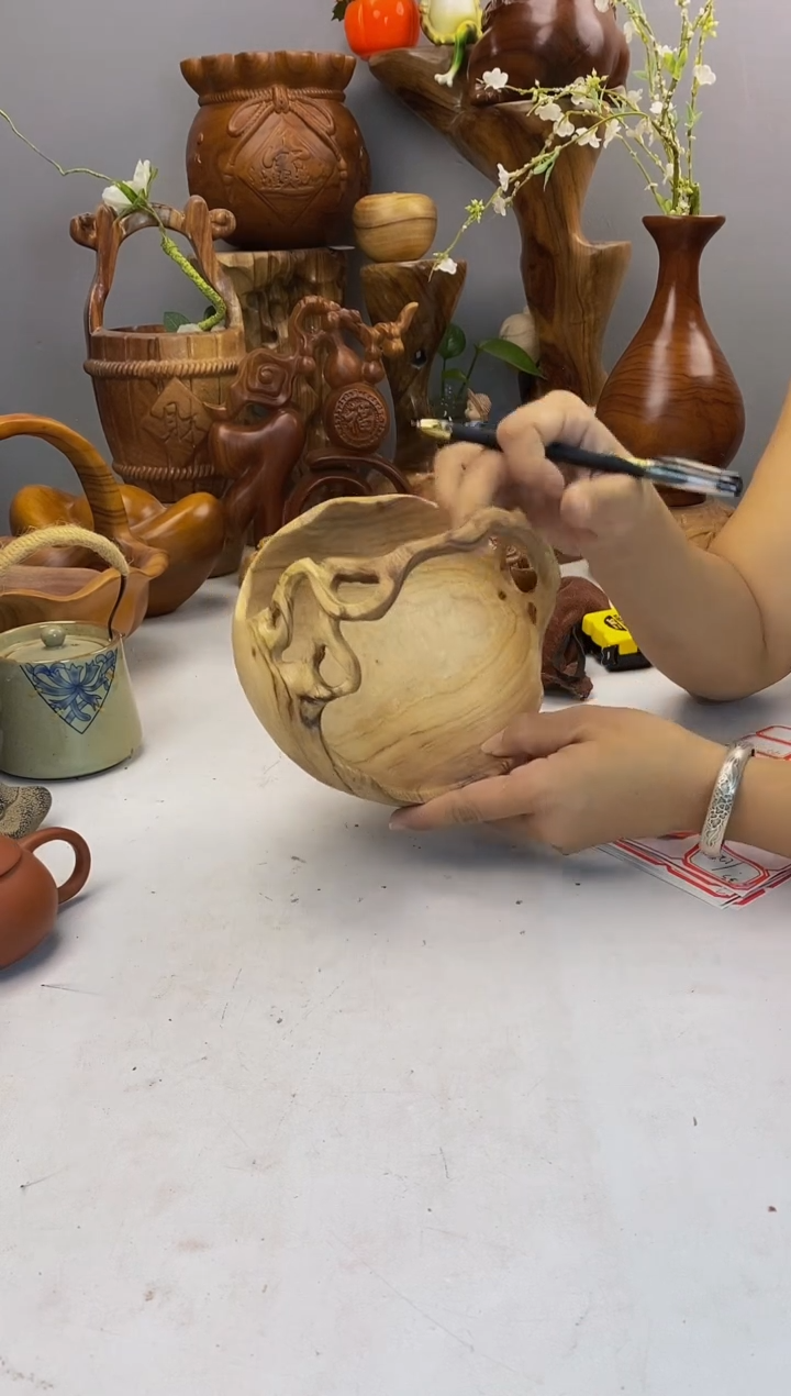 香樟木A39精品藤编小提篮/尺寸18*18*18