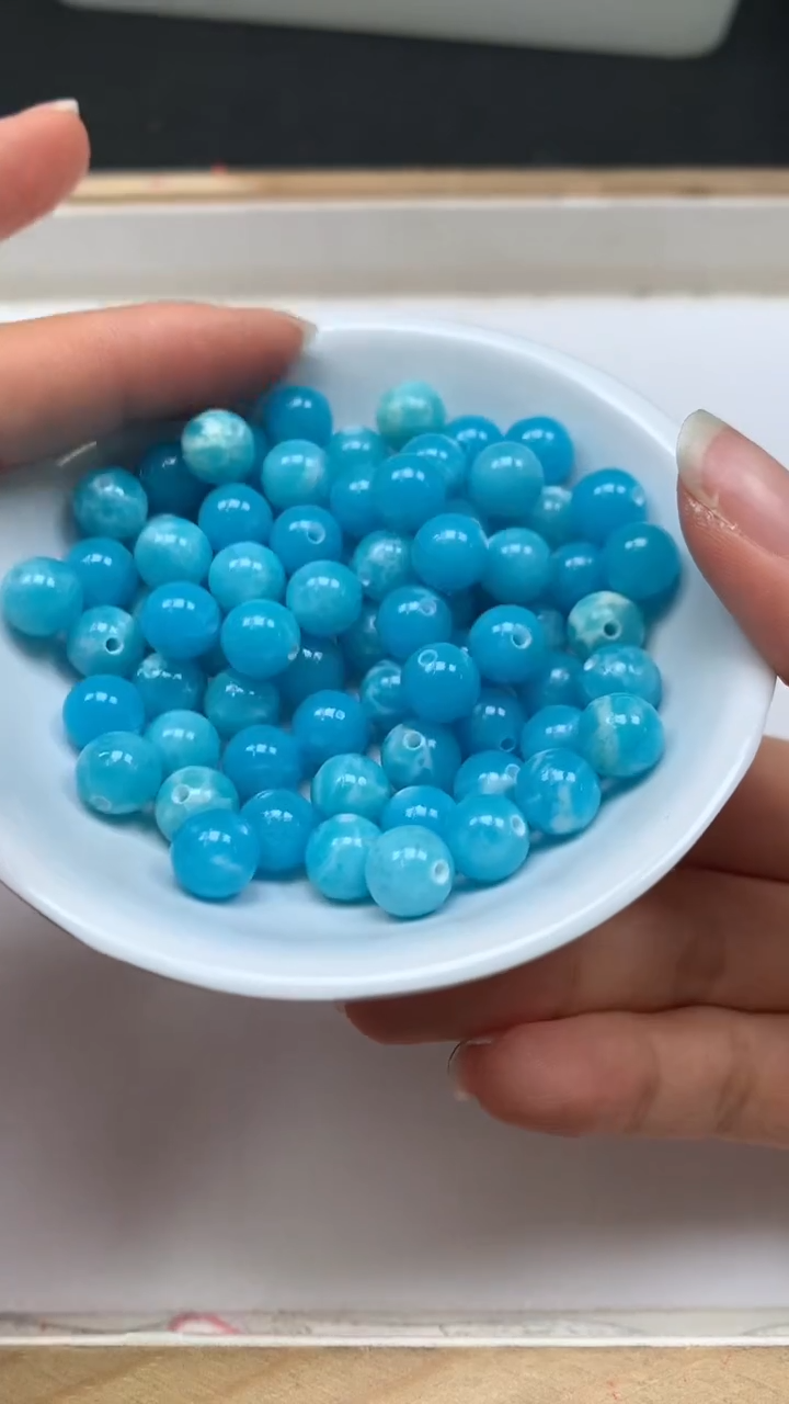 未镶嵌散珠玛瑙/玉髓C752 海纹 石8mm30个8.8元