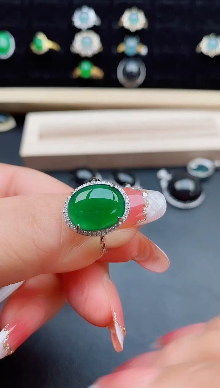 【闪购商品】翡翠戒指银S925镶嵌508005