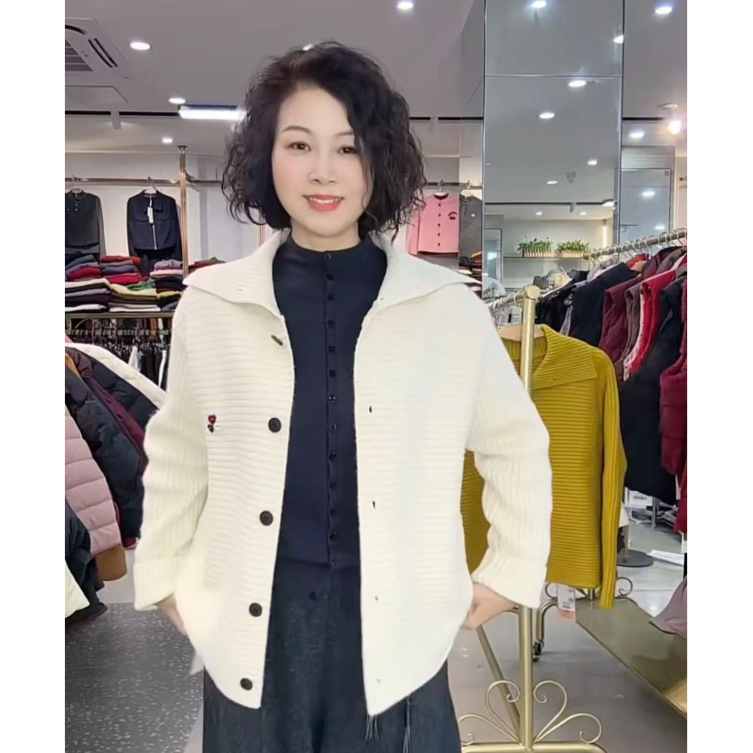 祥好服饰 时尚百搭精纺气质女长袖毛织衫开衫 1870