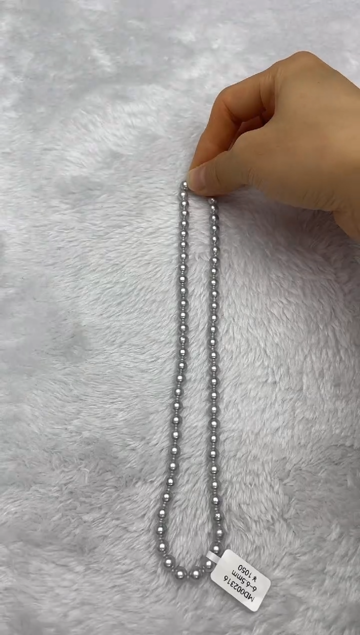 项链银S925镶嵌海水珍珠AK真多麻6-6.5mm