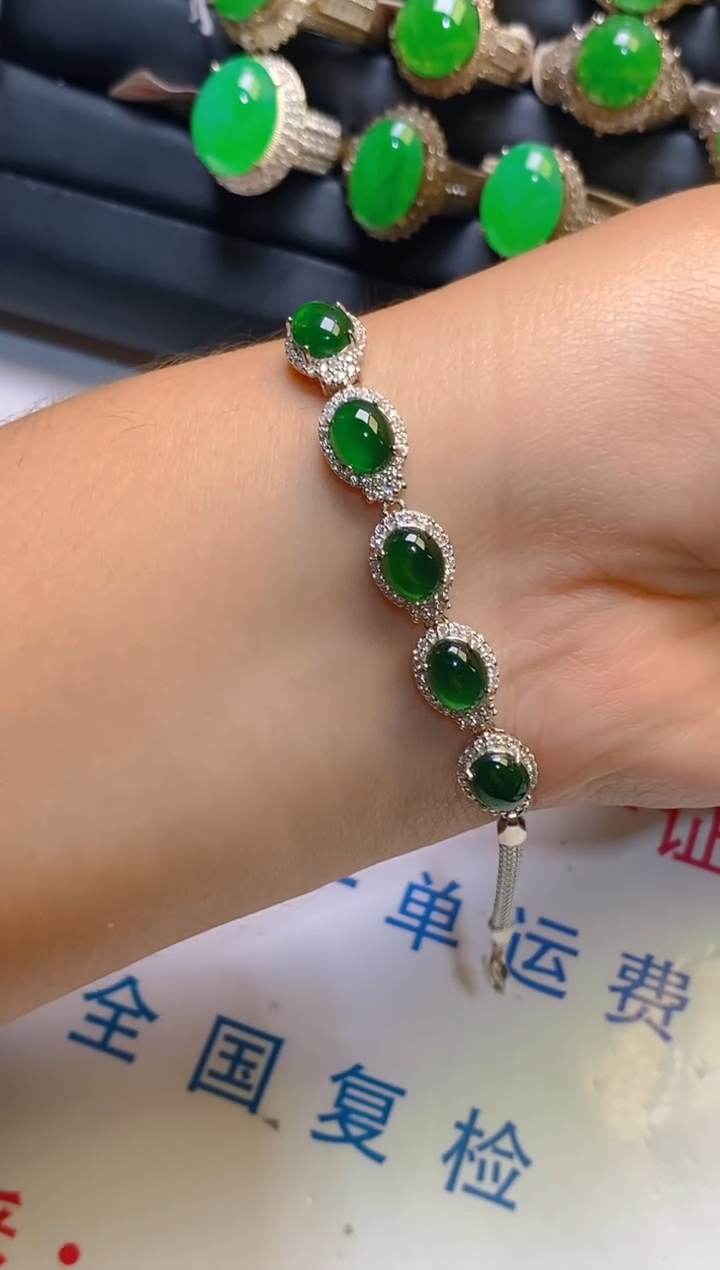 【闪购商品】翡翠银S925镶嵌耳饰天然A货翡翠1