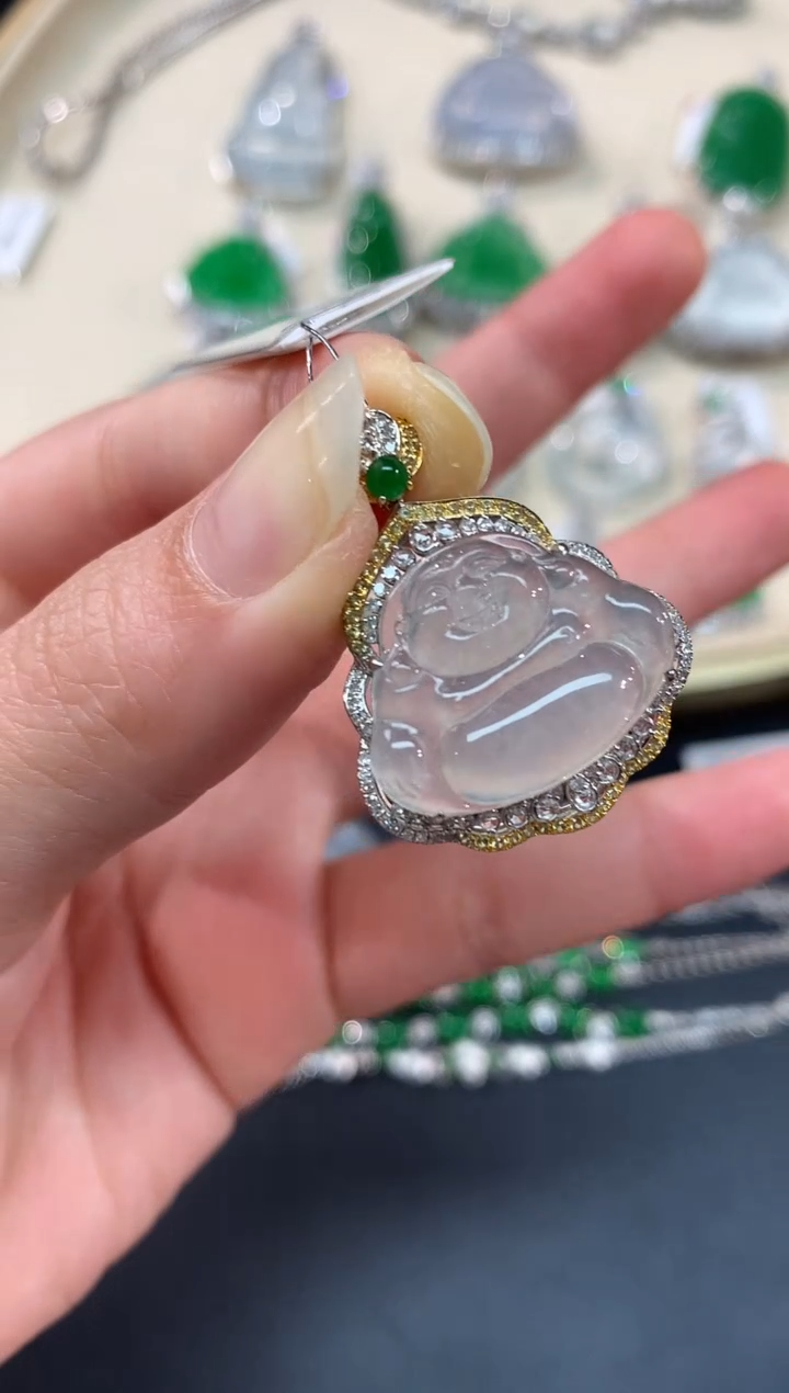 【闪购商品】翡翠吊坠(不含链)18K金镶嵌A198|8800